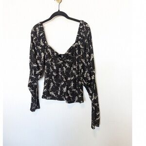 Chic Black Floral Blouse